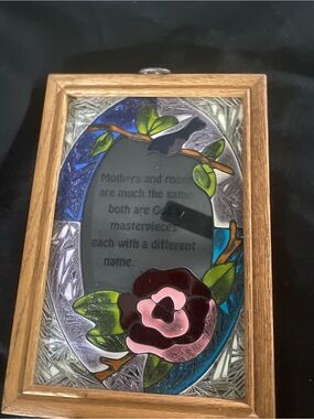 Mother’s Day- Stained Glass Floral Plaque with Wood Frame